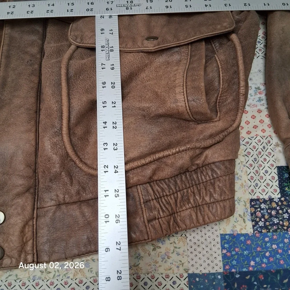 Vintage 90s Georgetown Leather Design Mens XL Brown Patina Aviator Bomber Jacket
